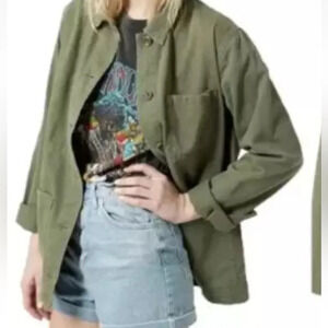 Topshop Women’s Lightweight Utility Shacket/Jacket in Army Green Size 4